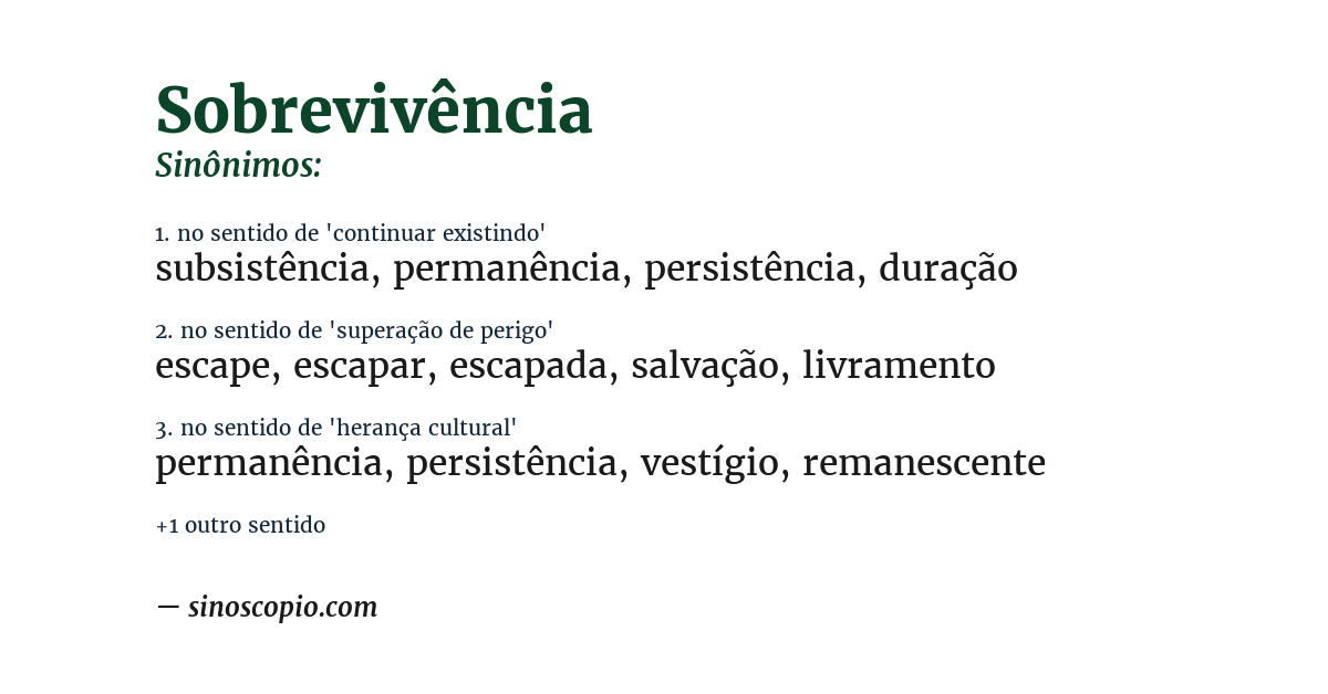 Sinônimo de sobrevivência
