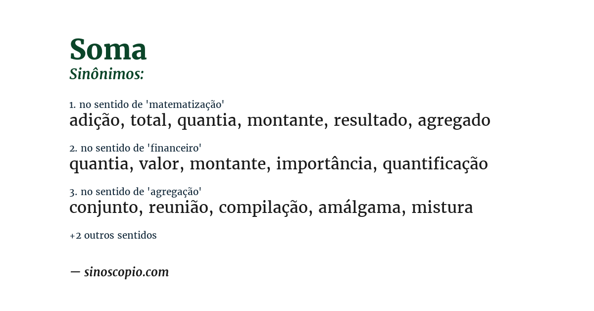 Sinônimo de soma