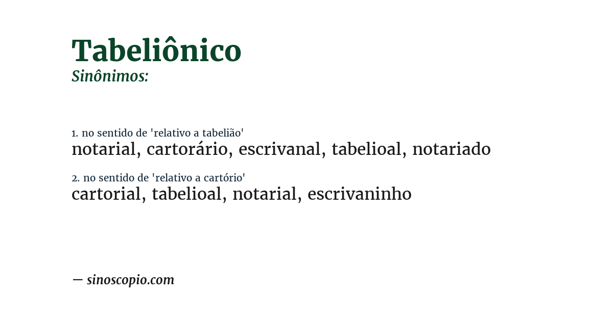 Sinônimo de tabeliônico