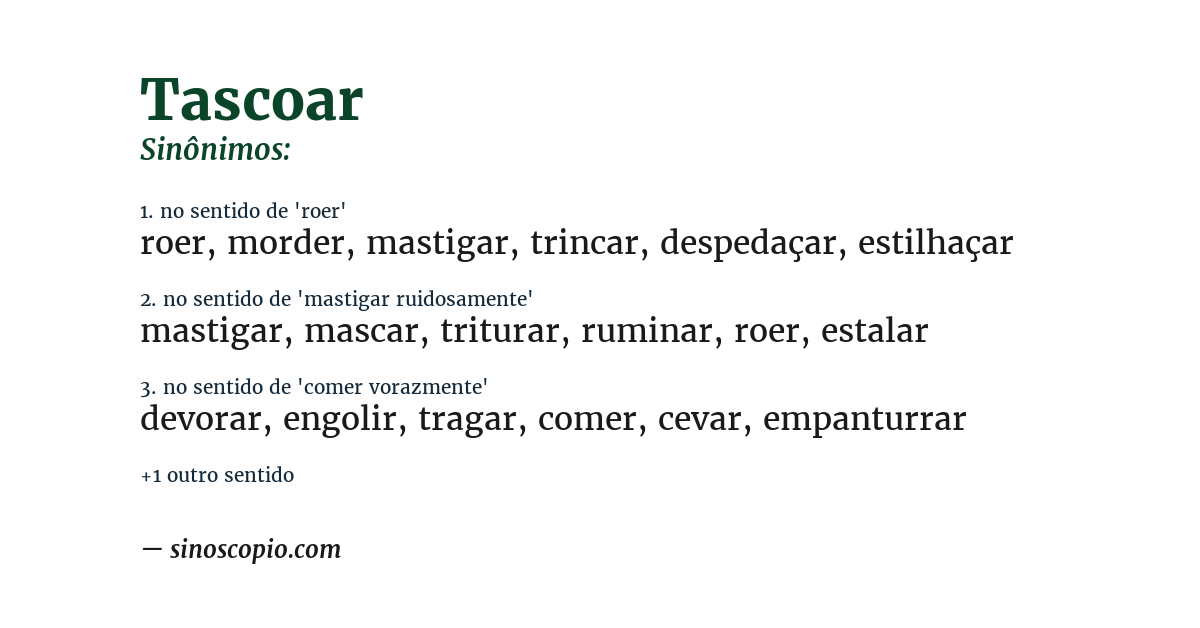 Sinônimo de tascoar