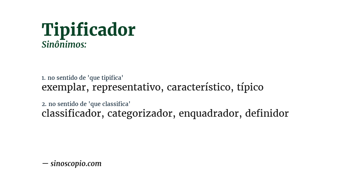Sinônimo de tipificador