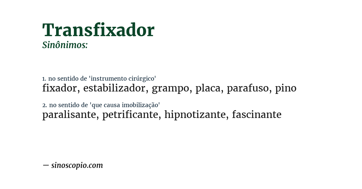Sinônimo de transfixador