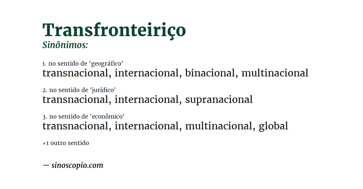 Sinônimo de transfronteiriço