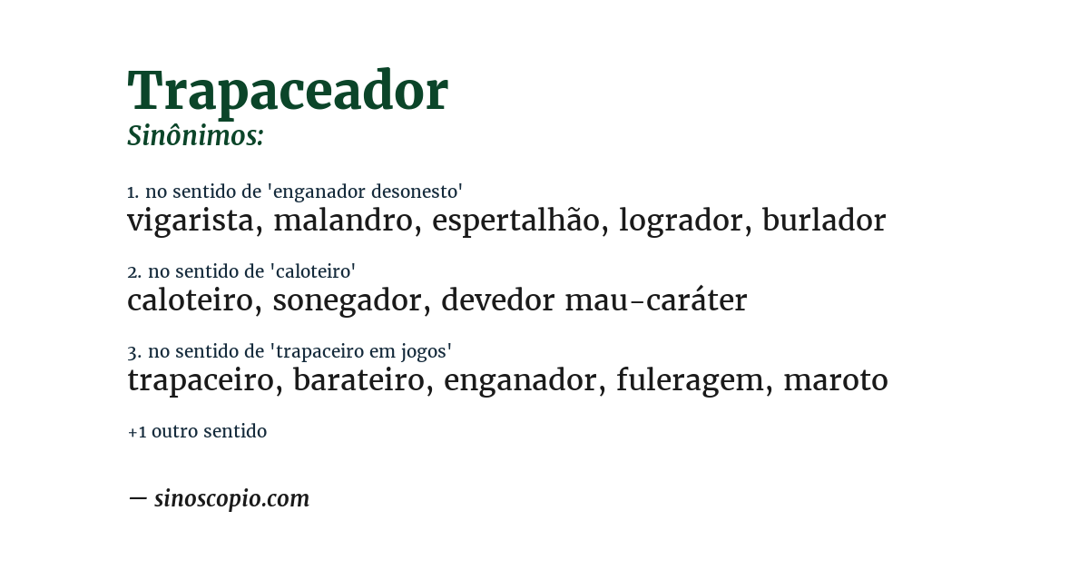 Sinônimo de trapaceador