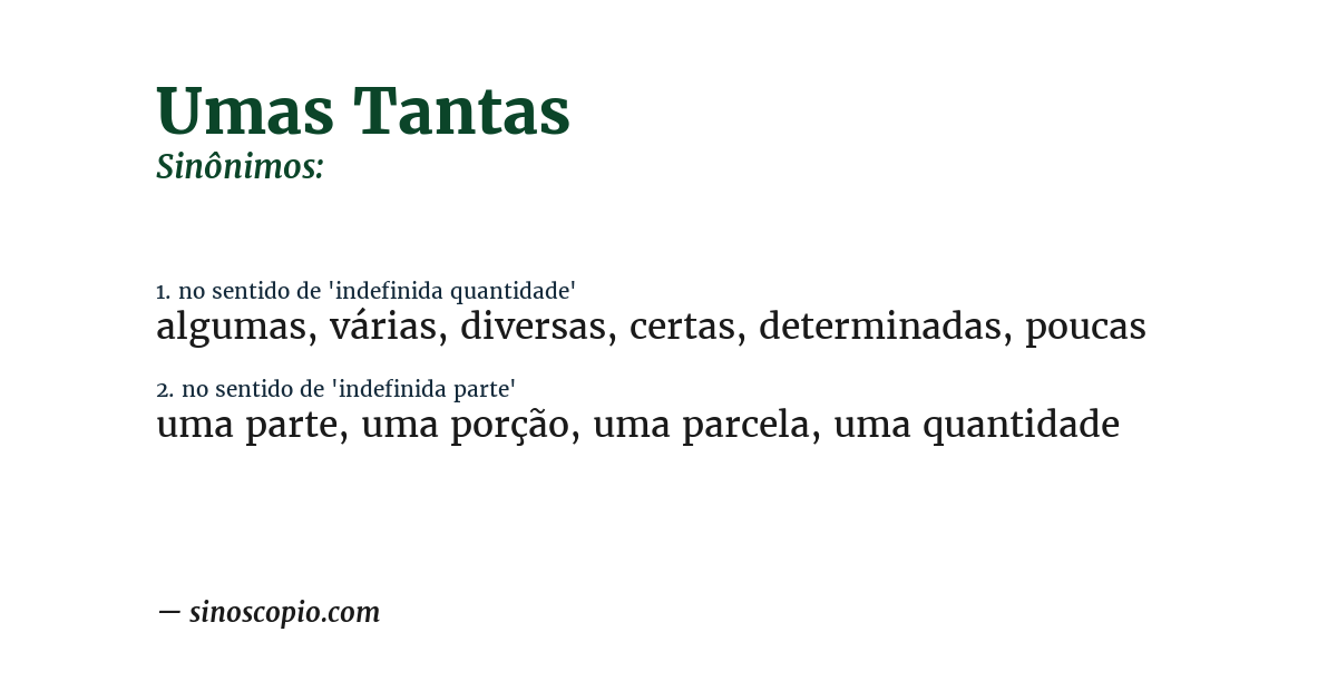 Sinônimo de umas tantas