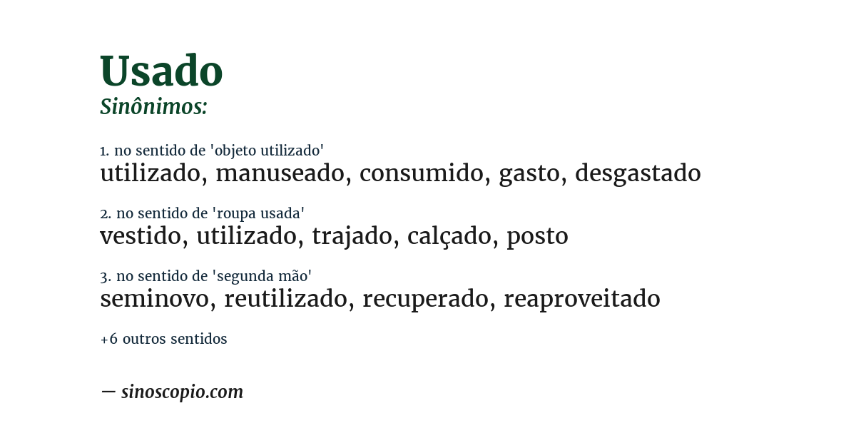 Sinônimo de usado