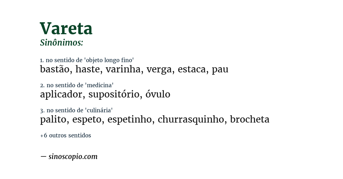 Sinônimo de vareta