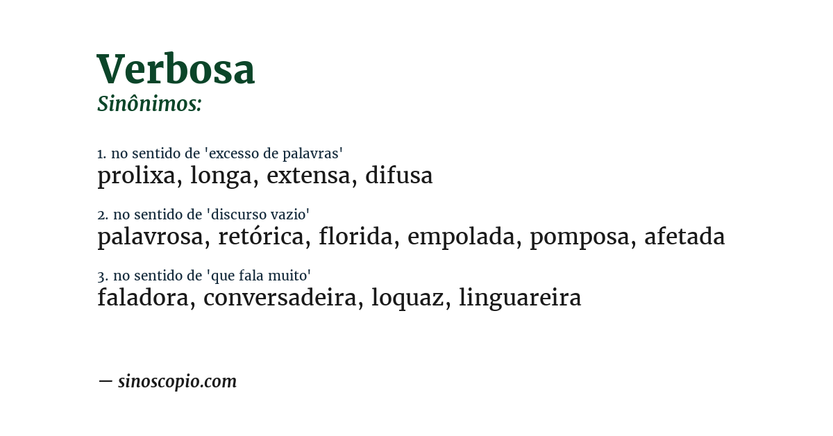 Sinônimo de verbosa