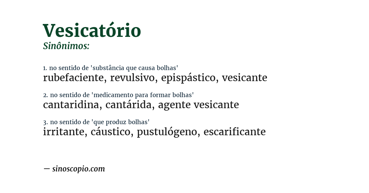 Sinônimo de vesicatório
