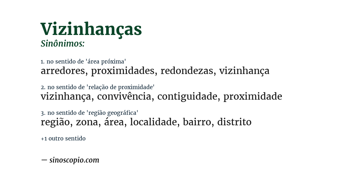 Sinônimo de vizinhanças