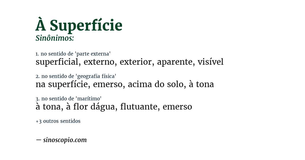 Sinônimo de à superfície