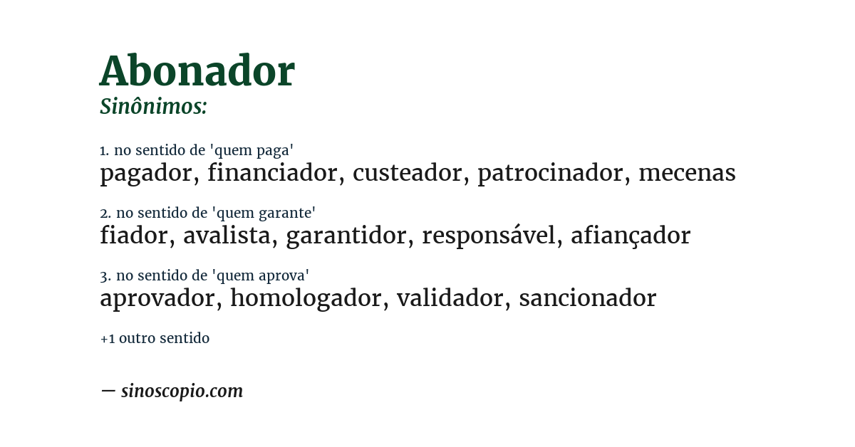 Sinônimo de abonador