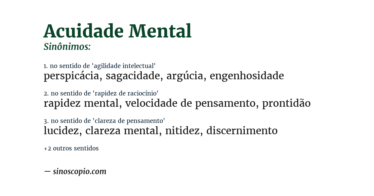 Sinônimo de acuidade mental