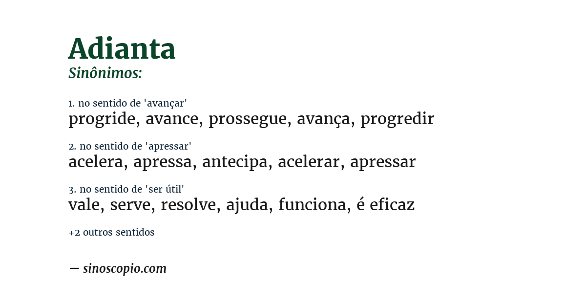 Sinônimo de adianta