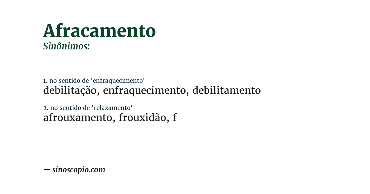 Sinônimo de afracamento
