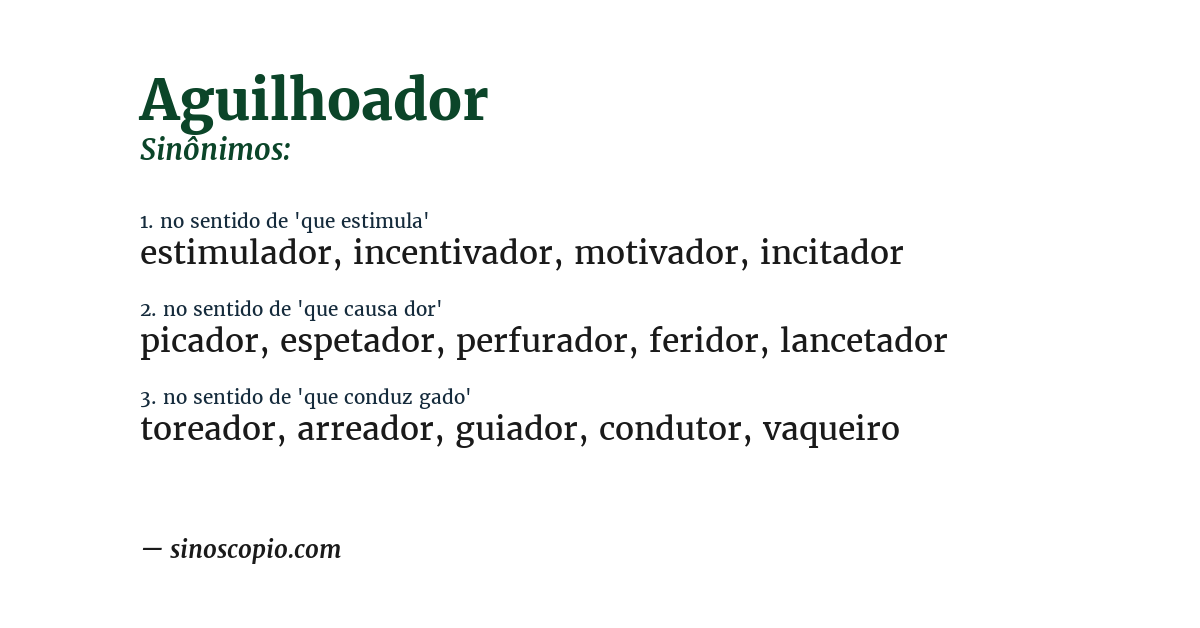 Sinônimo de aguilhoador