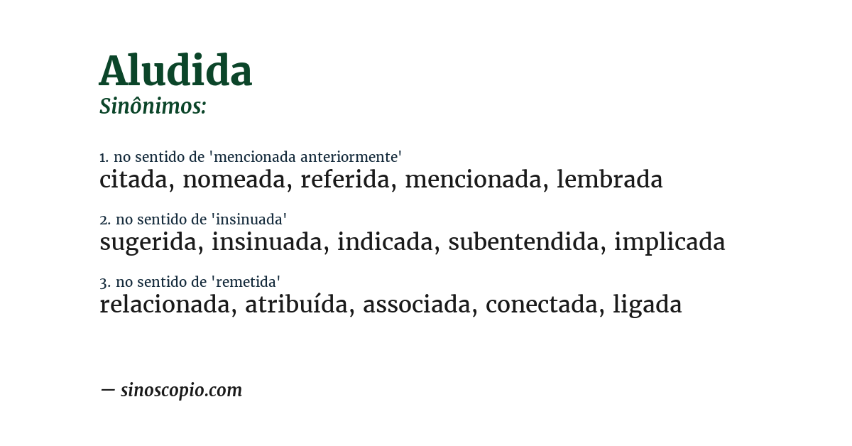 Sinônimo de aludida