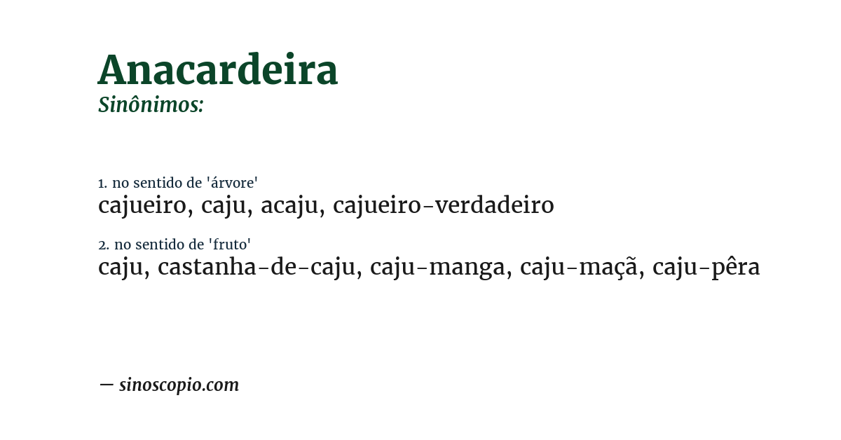 Sinônimo de anacardeira