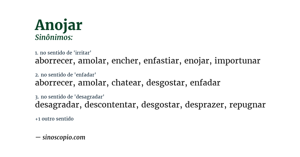 Sinônimo de anojar