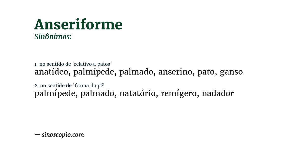 Sinônimo de anseriforme