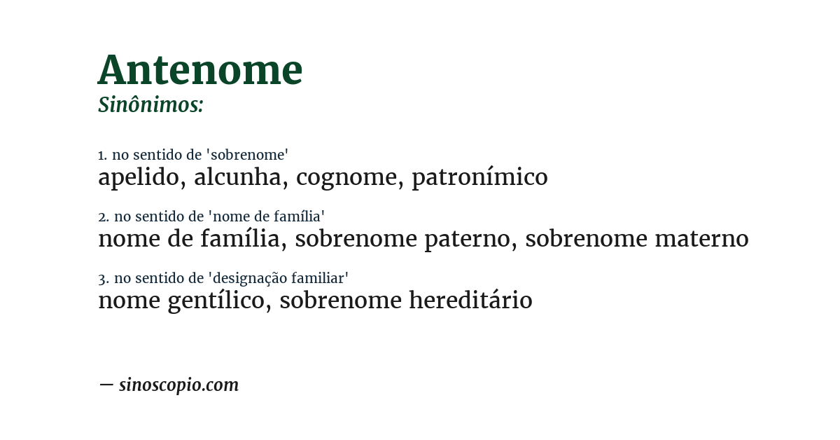 Sinônimo de antenome