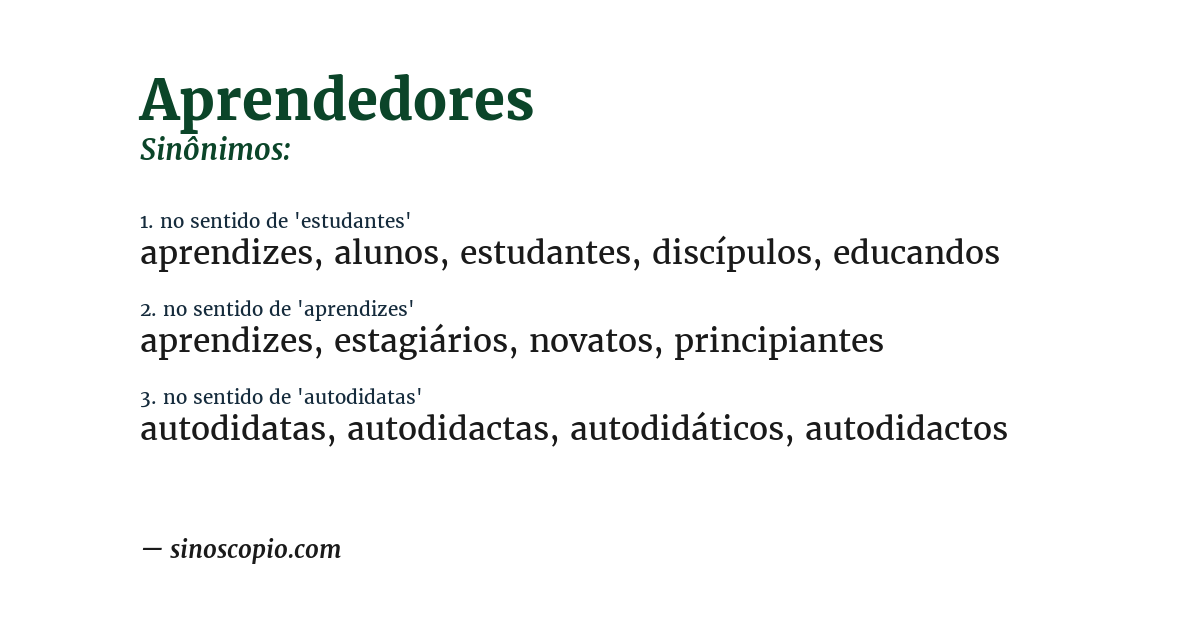 Sinônimo de aprendedores