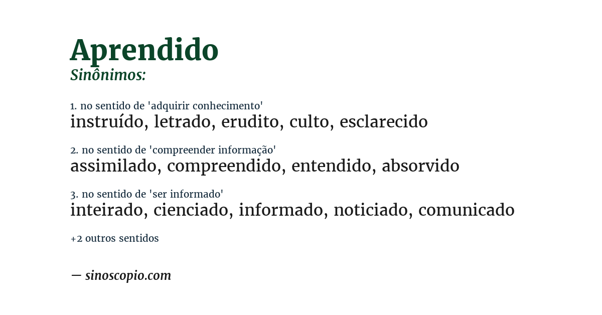 Sinônimo de aprendido