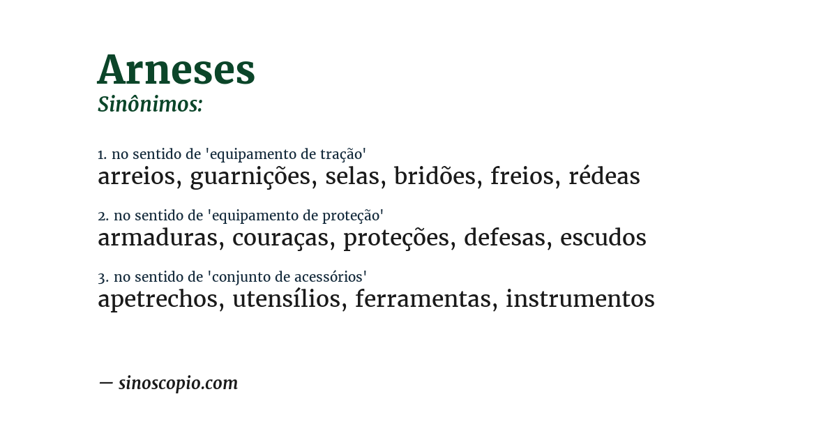 Sinônimo de arneses