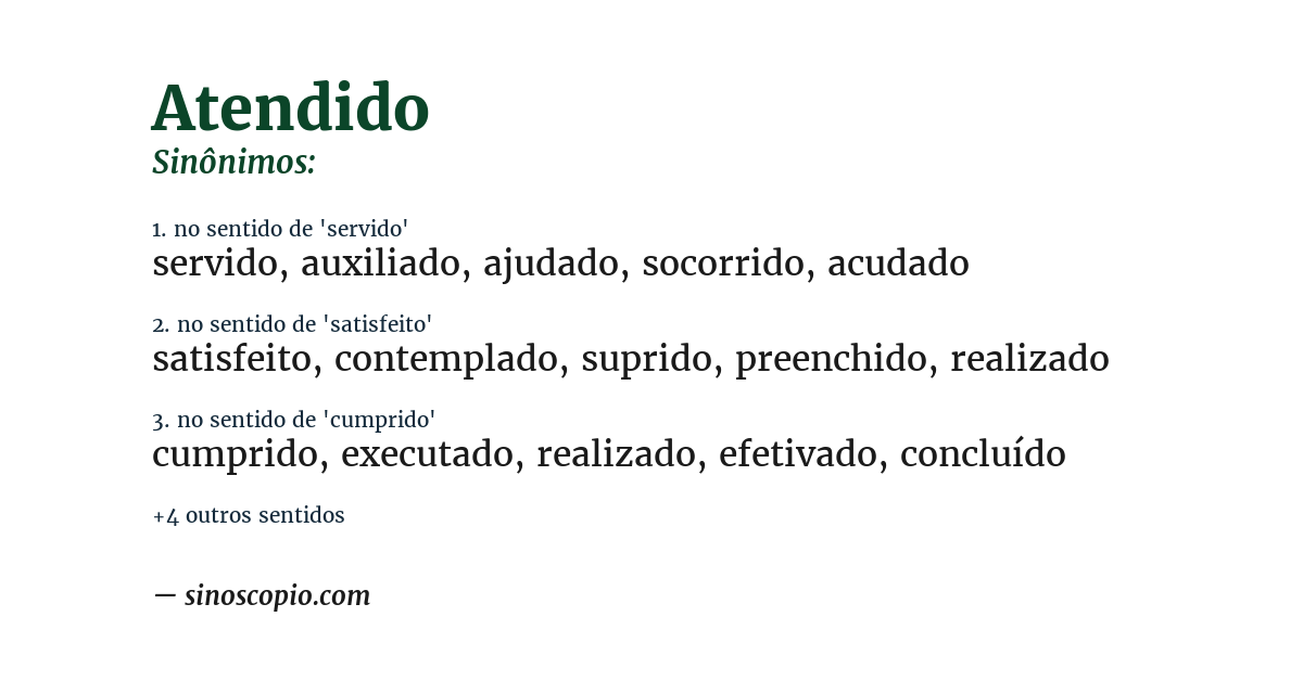 Sinônimo de atendido