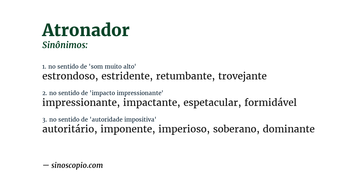 Sinônimo de atronador