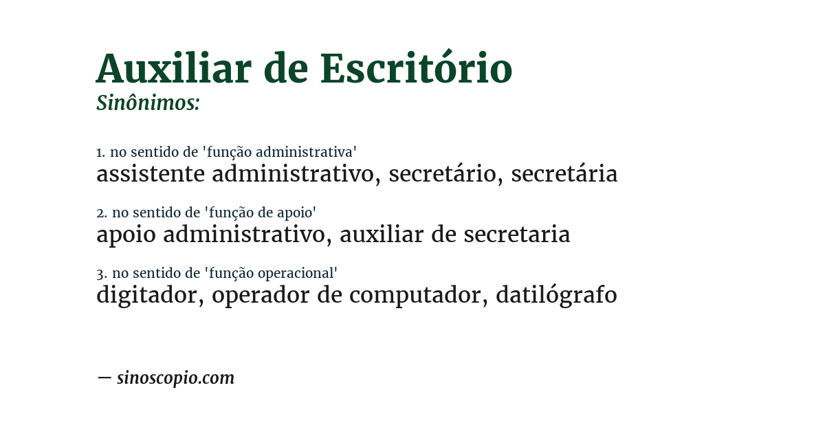 Sinônimo de auxiliar de escritório