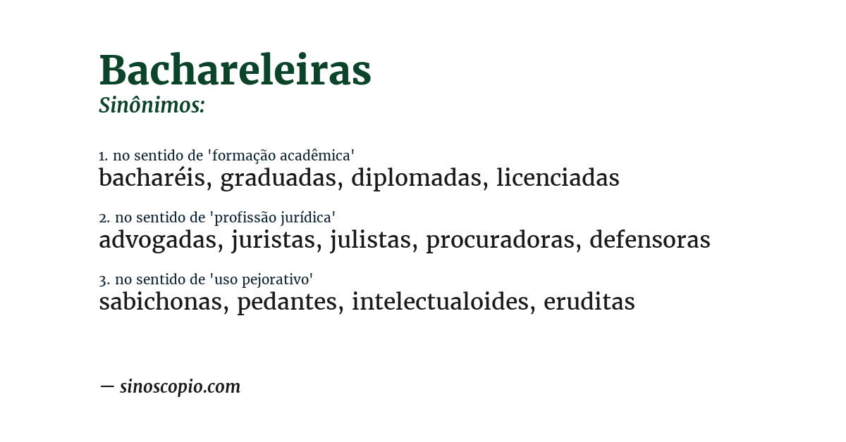 Sinônimo de bachareleiras