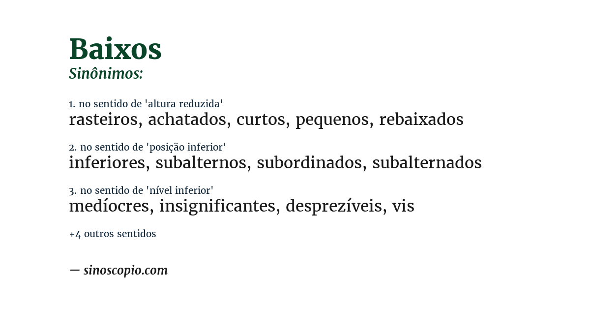 Sinônimo de baixos