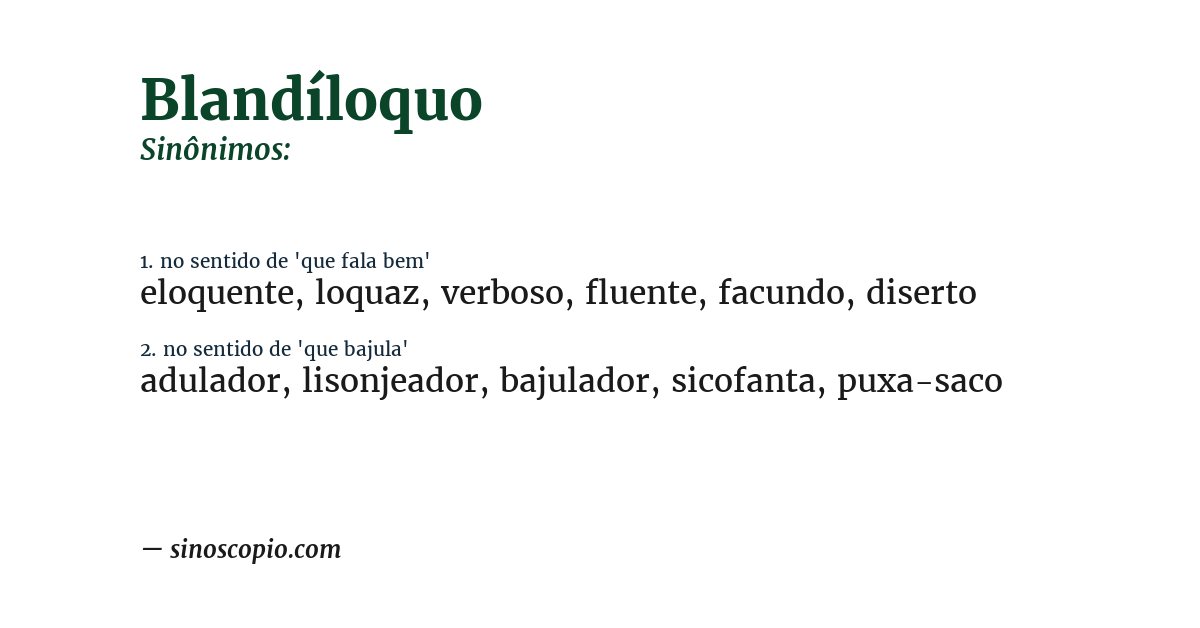 Sinônimo de blandíloquo