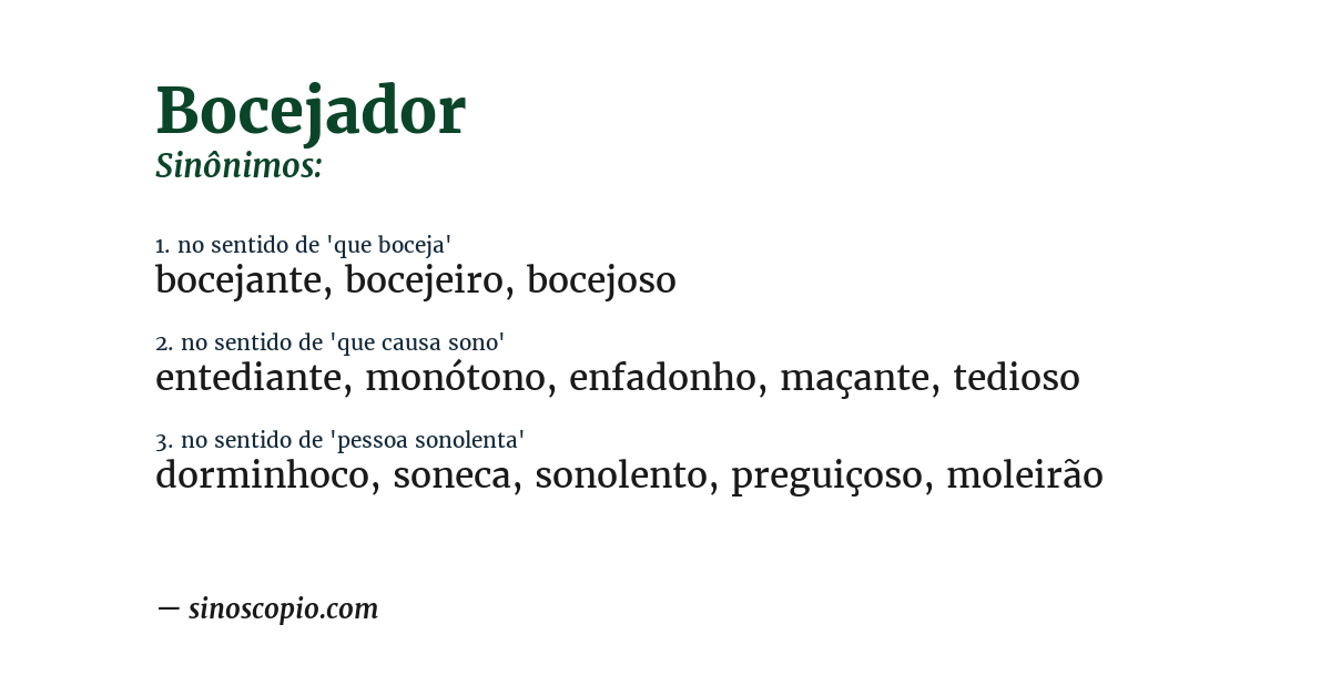 Sinônimo de bocejador