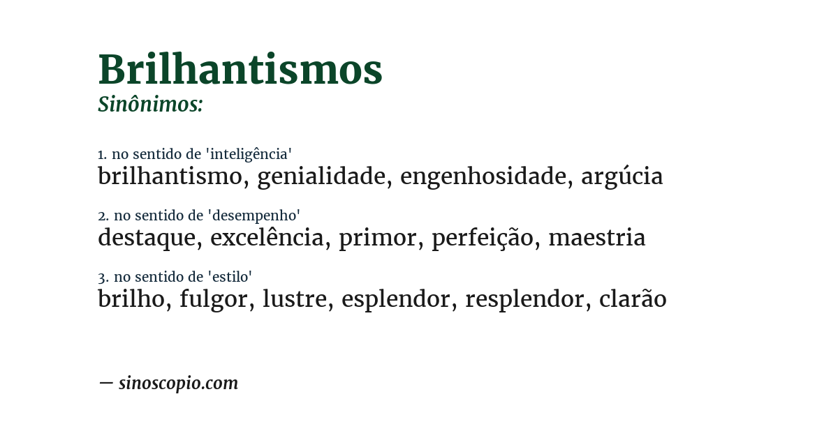 Sinônimo de brilhantismos