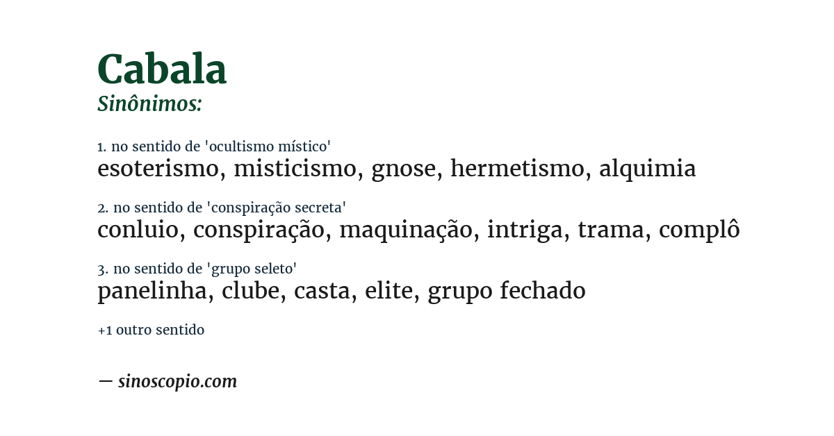 Sinônimo de cabala