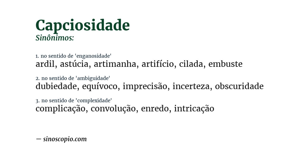 Sinônimo de capciosidade