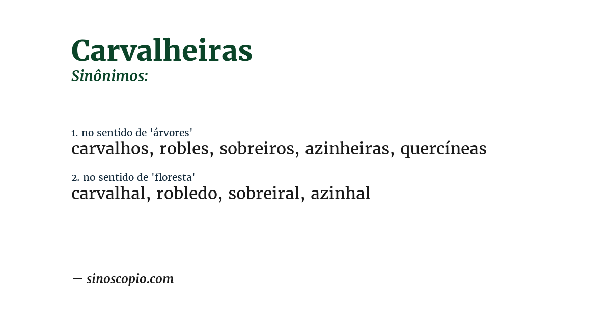 Sinônimo de carvalheiras