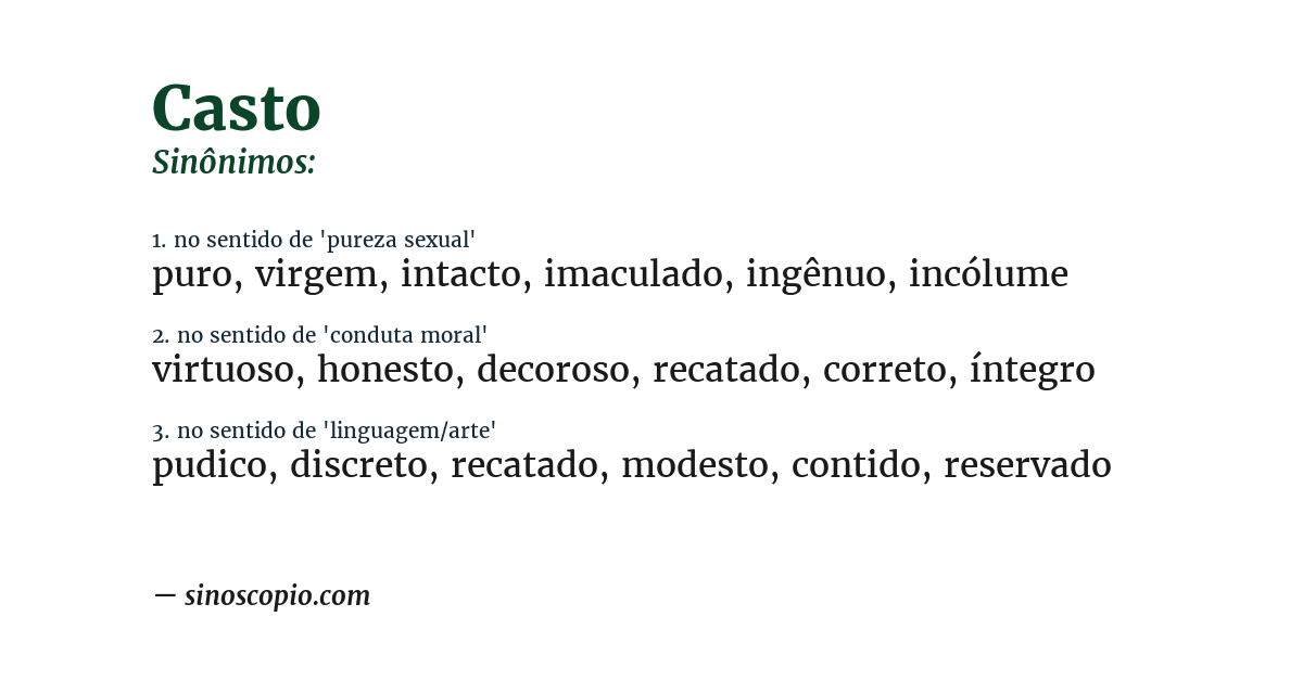 Sinônimo de casto