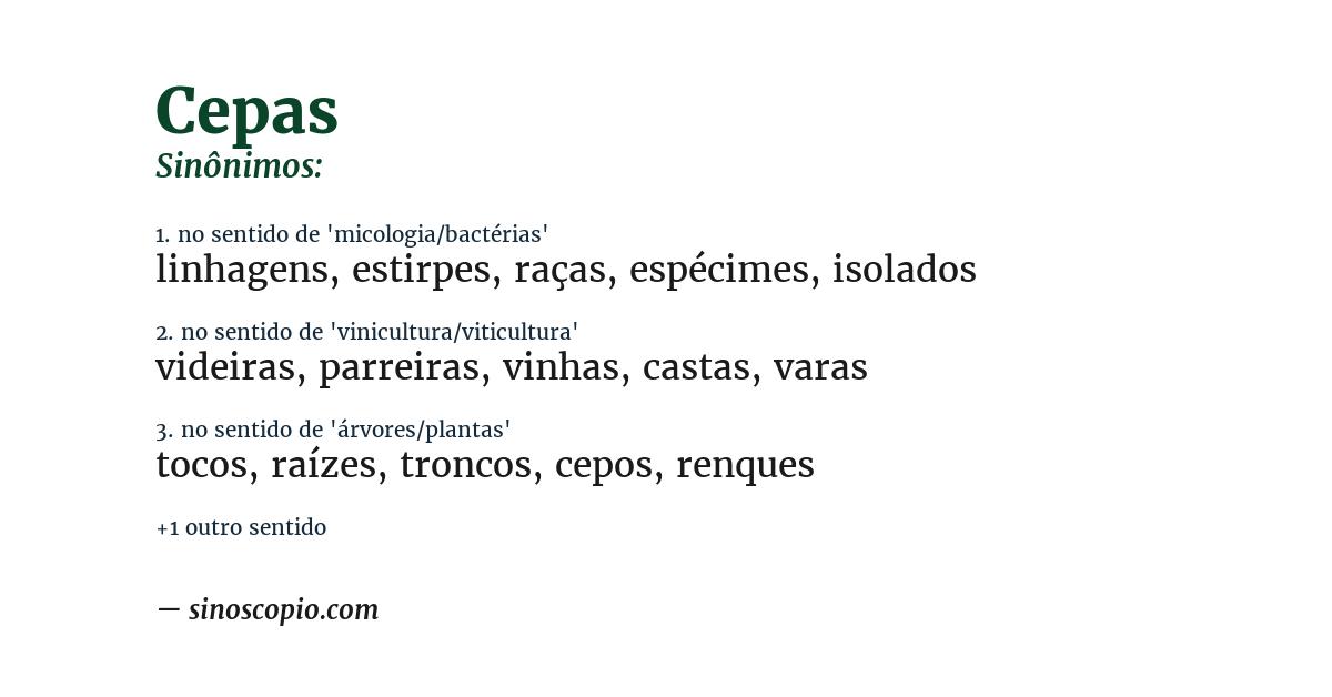 Sinônimo de cepas