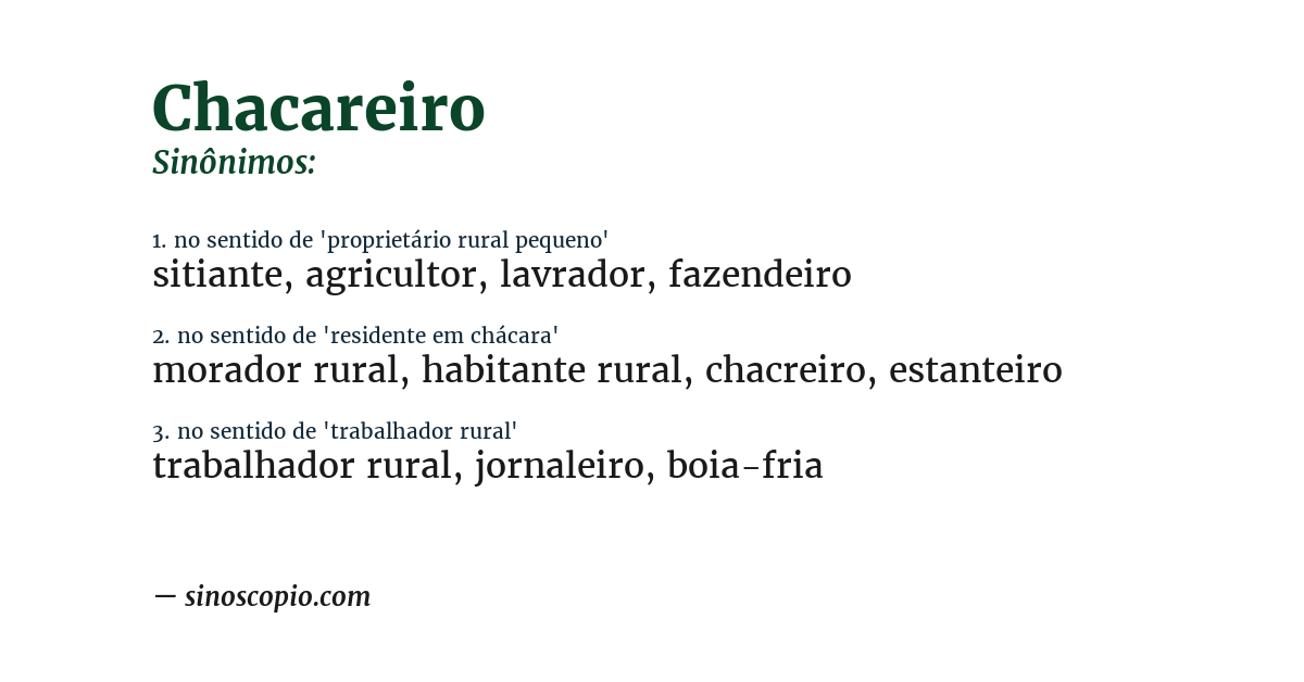 Sinônimo de chacareiro