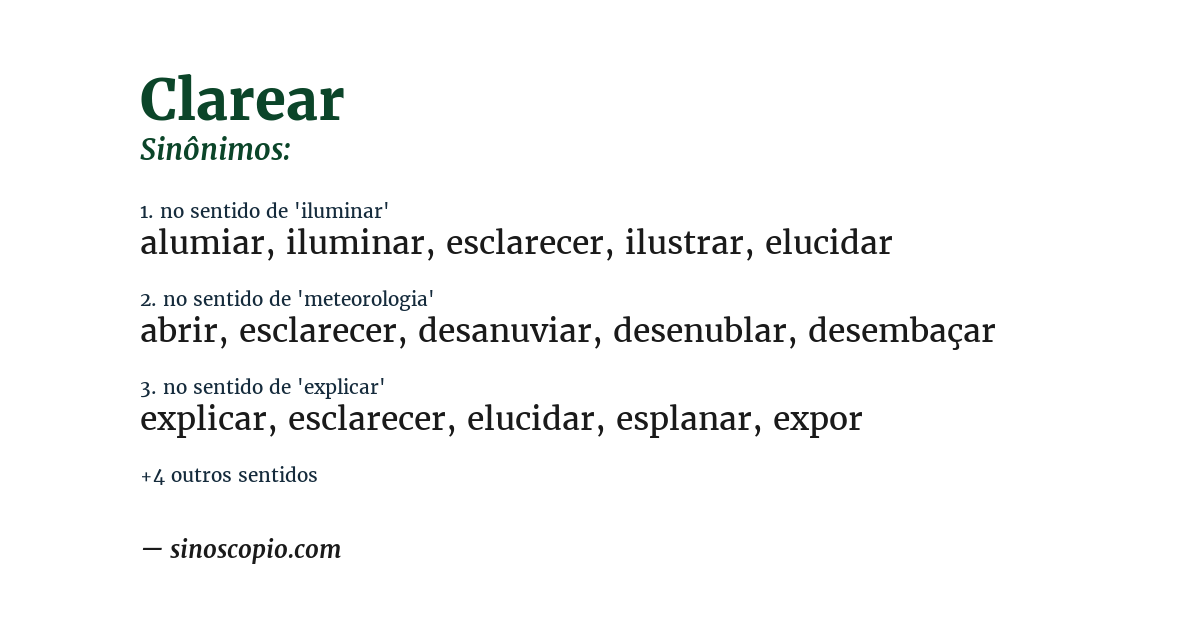 Sinônimo de clarear