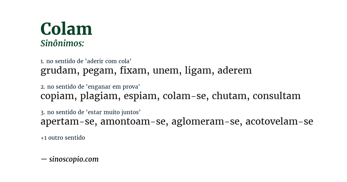 Sinônimo de colam