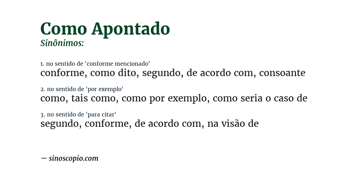 Sinônimo de como apontado