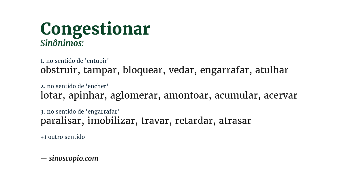 Sinônimo de congestionar