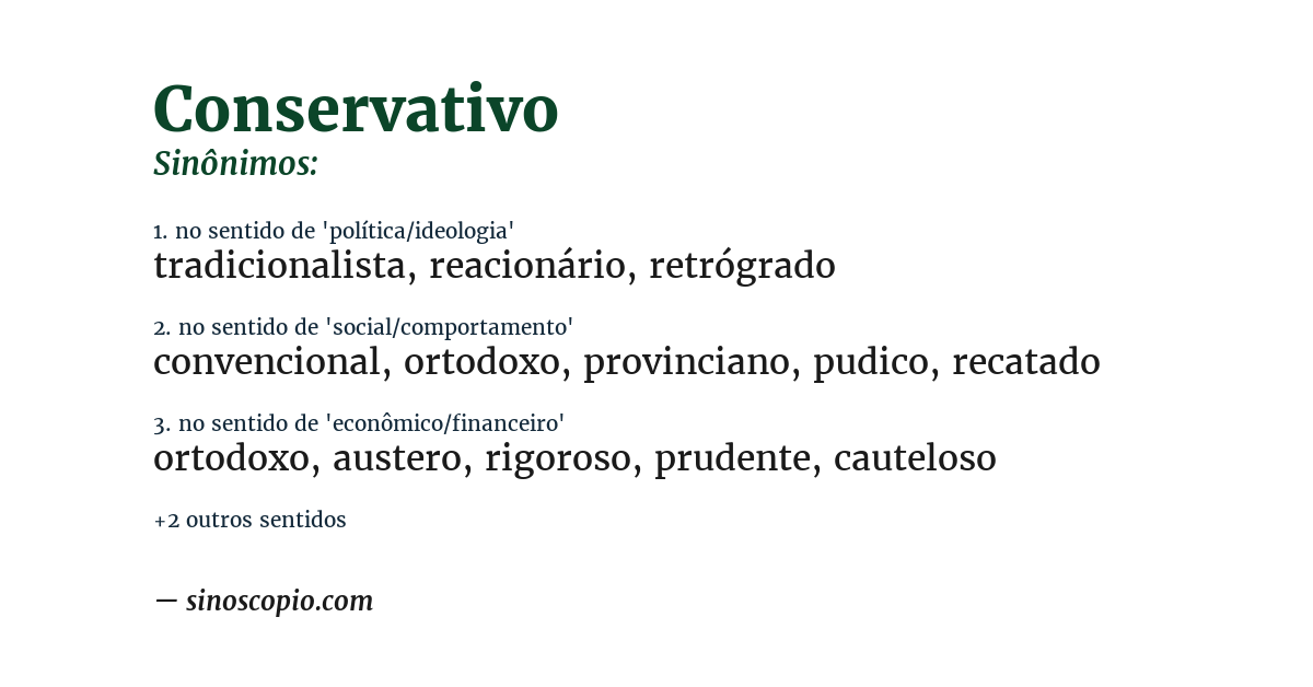 Sinônimo de conservativo