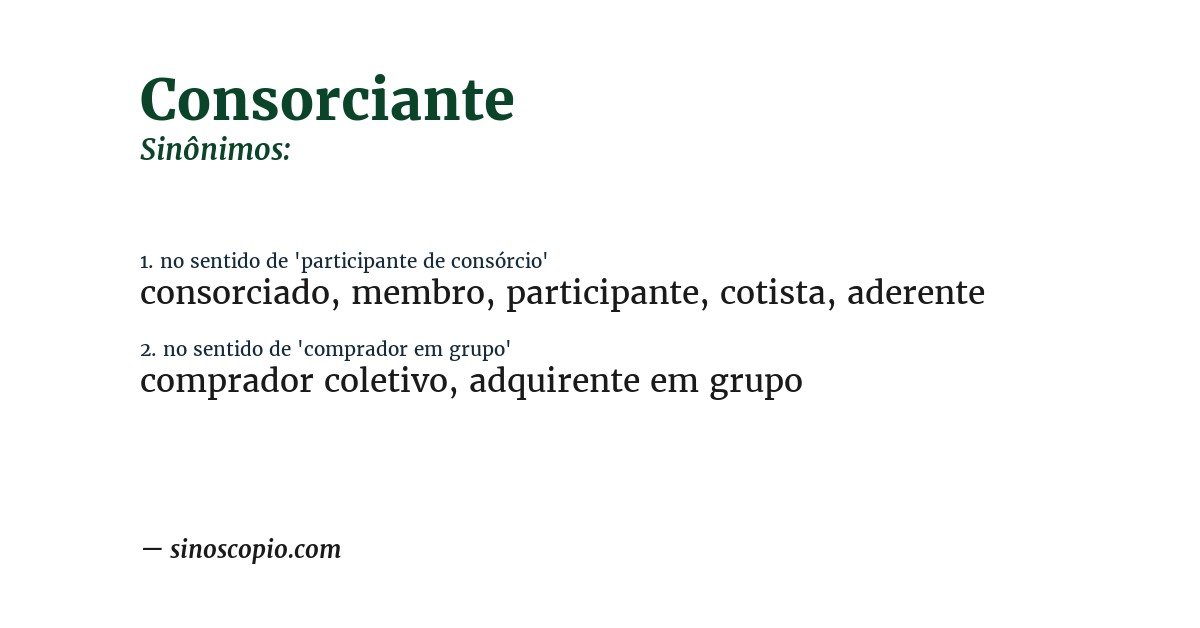 Sinônimo de consorciante