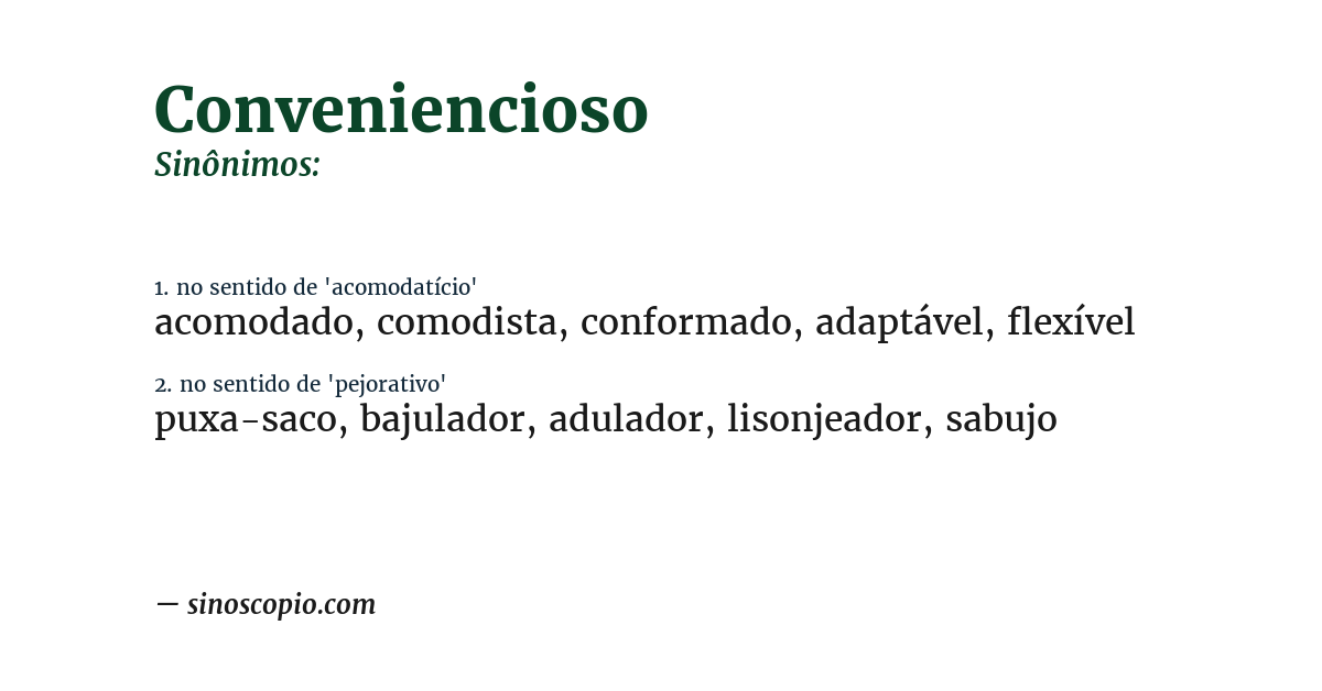 Sinônimo de conveniencioso