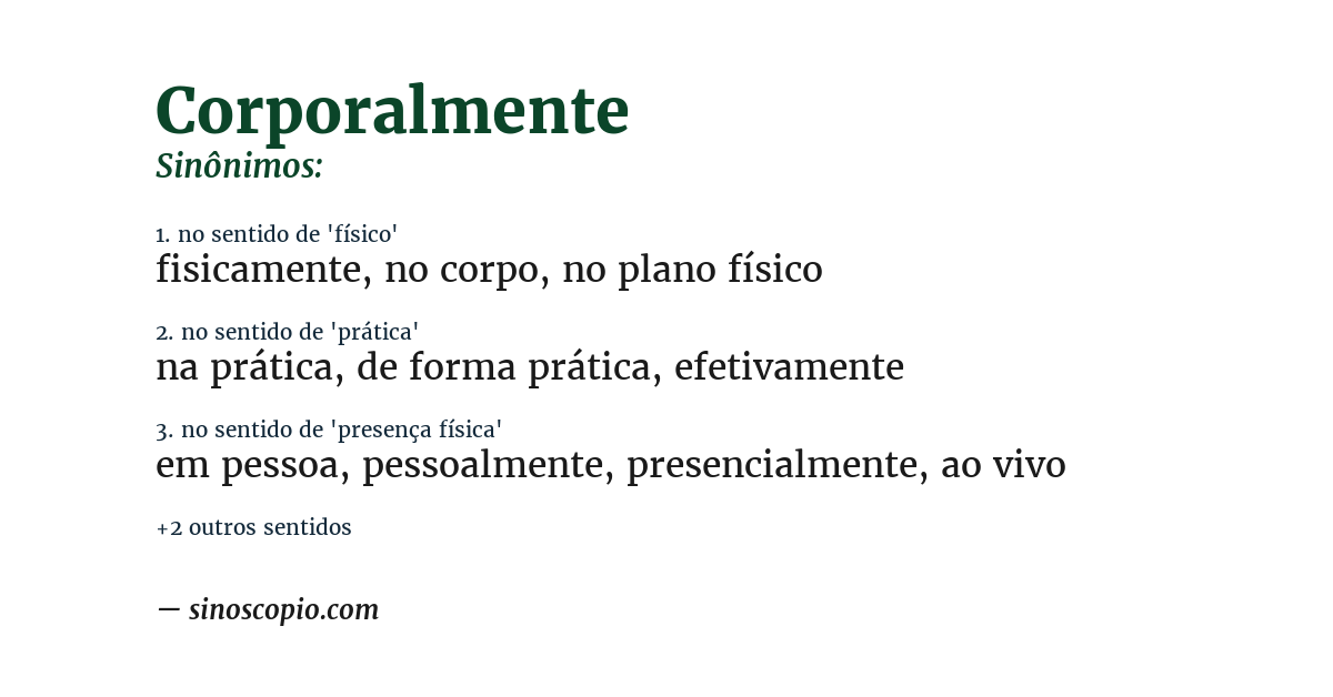Sinônimo de corporalmente